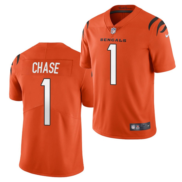 Youth Cincinnati Bengals #1 Ja'Marr Chase Orange NFL 2021 Draft Vapor Untouchable Limited Stitched Jersey